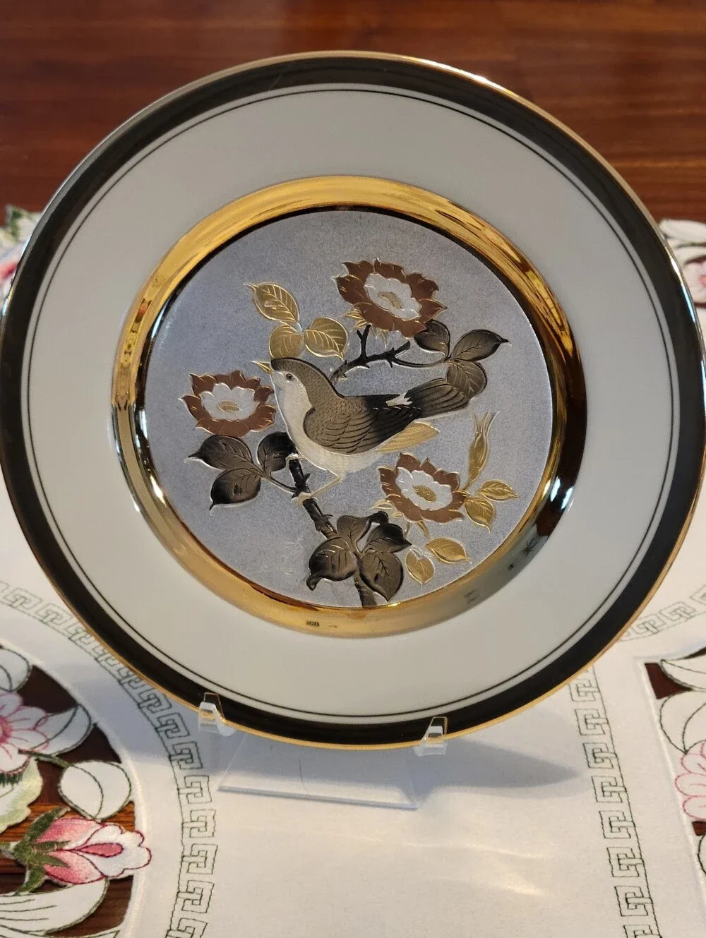 Art Of Chokin,Japan Fine China Colector Plate Decor - Gold Script Logo